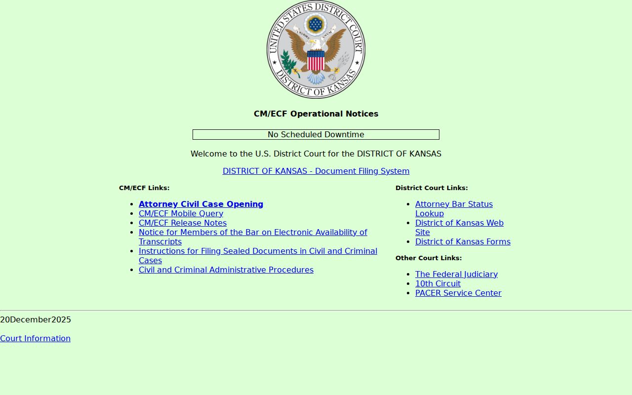 Rush County court calendar federal CM ECF route